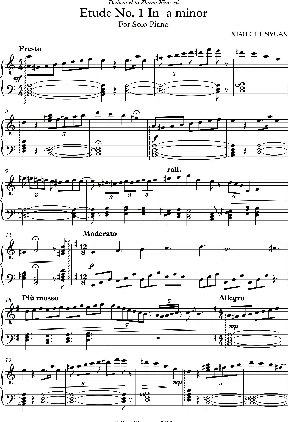 Etude No 1（钢琴练习曲）