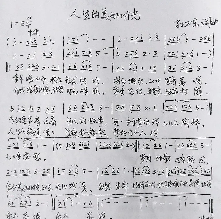 人生的美好时光（孙卫东词曲）